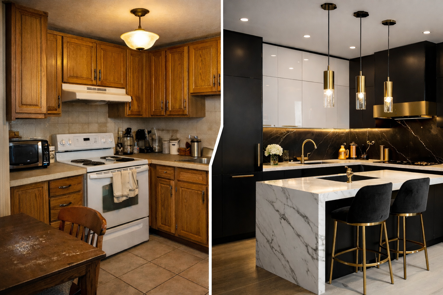 Rénovation cuisine avant-après